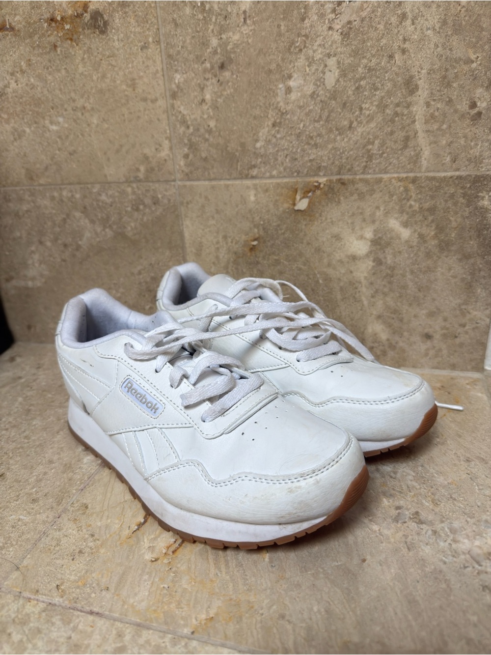 Reebok White Leather Sneakers with Gum Outsoles